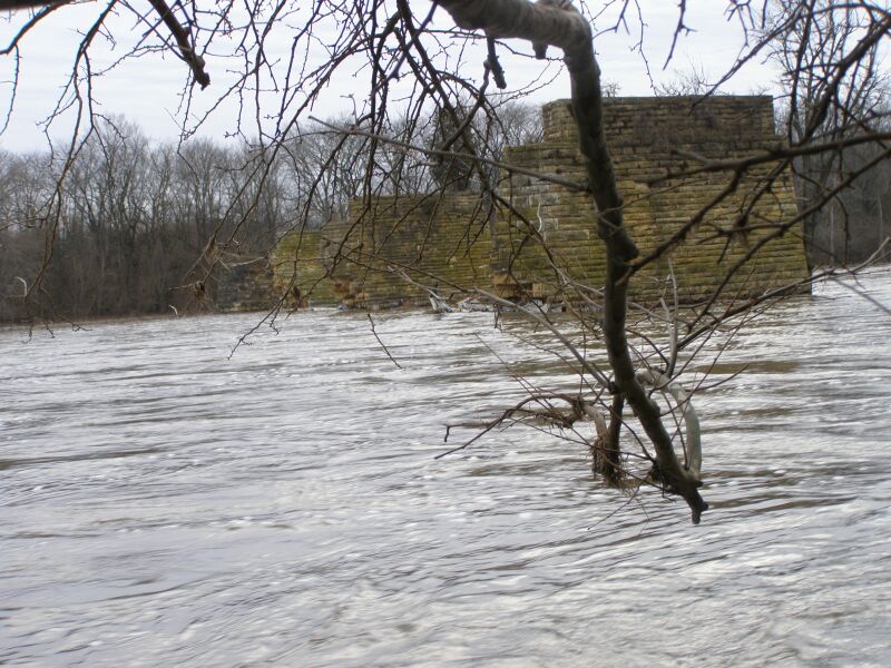 Kankakee River with the old bridge piers