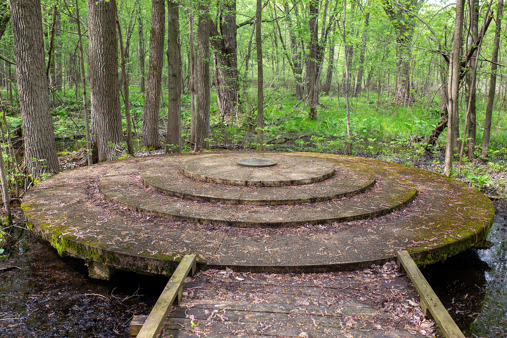 The East Baseline-Meridian marker, in a swamp at the end of a boardwalk, the northern of the two markers