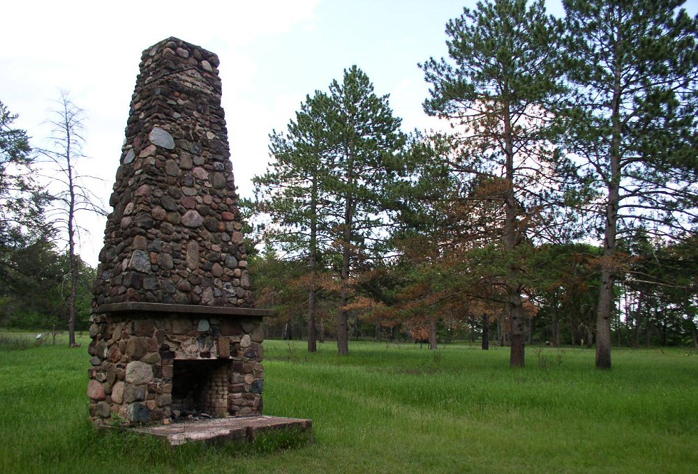 Recreation hall chimney, only remains of Yellowbanks CCC Camp, St. Croix State Park, MN, USA