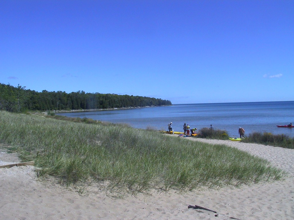 Beach with kayakers