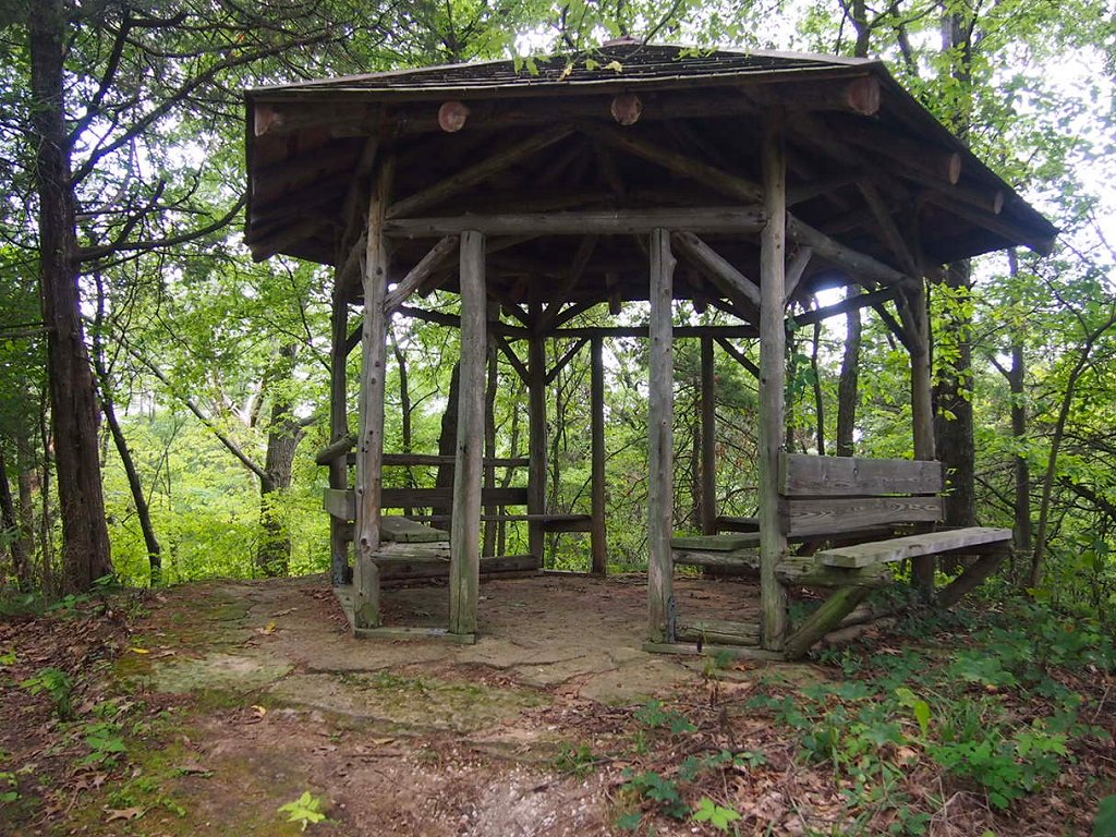 Log gazebo remaining from the Tower Hill Pleasure Company