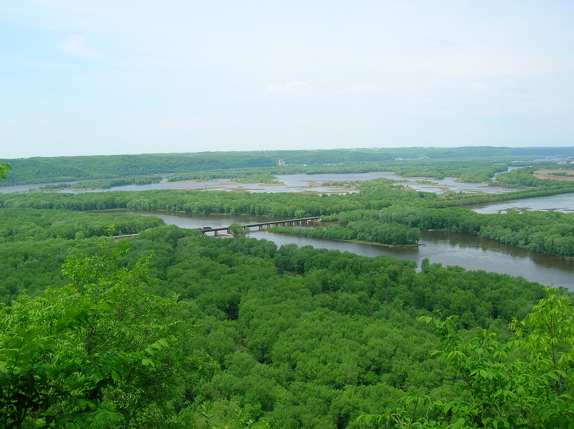 The Wisconsin River delta into the Mississippi River taken at Wyalusing State Park in Wisconsin